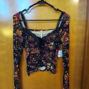 Free People Multicolor Floral Long Sleeve Blouse